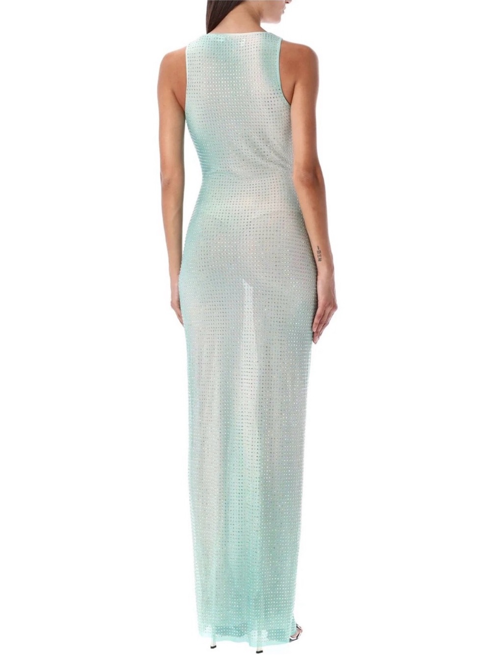 Self-Portrait Mint-to-Cream Rhinestone Racerback Maxi Dress - Picture 3 of 6